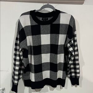 Rachel Zoe Monochrome Plaid Crewneck Sweater